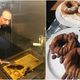 Left: Peikidis fries loukoumades at Cafe Boulis. Right: the finished product.